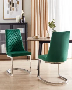 Sæt med 2 spisebordsstole ALTOONA Velour Smaragdgrøn
