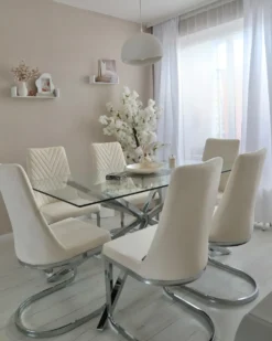 Sæt med 2 spisebordsstole ALTOONA Velour Cremehvid