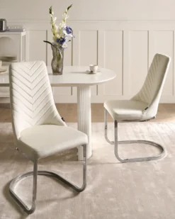 Sæt med 2 spisebordsstole ALTOONA Velour Cremehvid