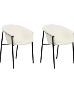 Sæt med 2 spisebordsstole AMES Boucle Cremehvid