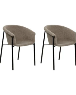 Sæt med 2 spisebordsstole AMES Boucle Brungrå