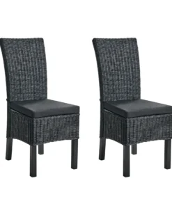 Sæt med 2 spisebordsstole ANDES Rattan Sort