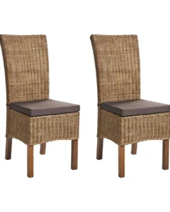 Sæt med 2 spisebordsstole ANDES Rattan Brun