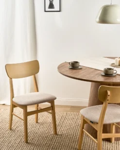 Sæt med 2 spisebordsstole ANOKA Træ Lysebrun/beige