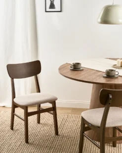 Sæt med 2 spisebordsstole ANOKA Træ Mørkebrun/beige