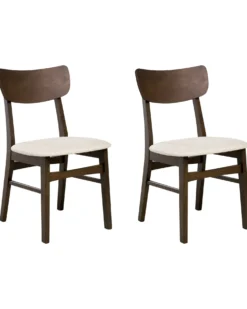Sæt med 2 spisebordsstole ANOKA Træ Mørkebrun/beige