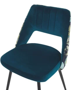 Sæt med 2 spisebordsstole ANSLEY Velour Søblå