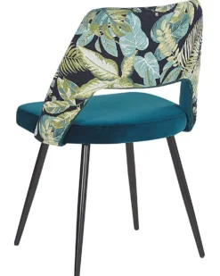 Sæt med 2 spisebordsstole ANSLEY Velour Søblå