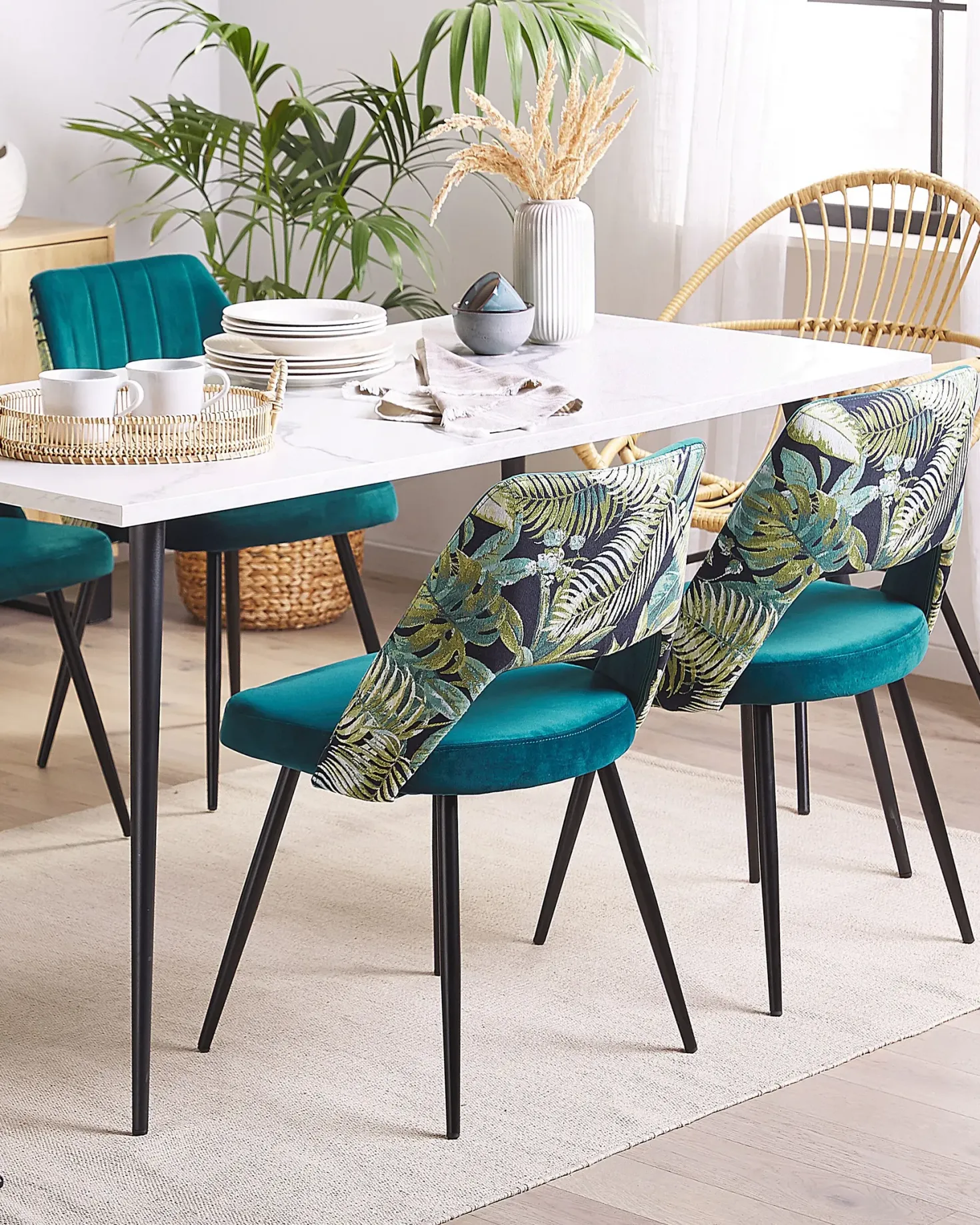 Sæt med 2 spisebordsstole ANSLEY Velour Søblå