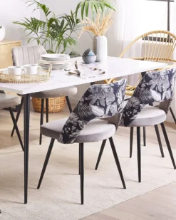 Sæt med 2 spisebordsstole ANSLEY Velour Grå