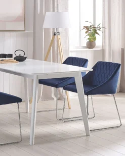 Sæt med 2 spisebordsstole ARCATA Velour Navy Blå