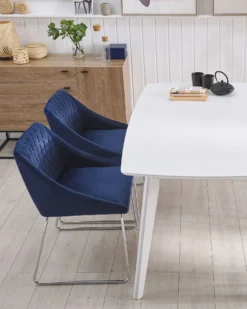 Sæt med 2 spisebordsstole ARCATA Velour Navy Blå