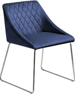Sæt med 2 spisebordsstole ARCATA Velour Navy Blå