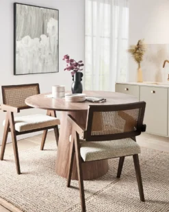 Sæt med 2 spisebordsstole AVA Træ Brun/lys beige