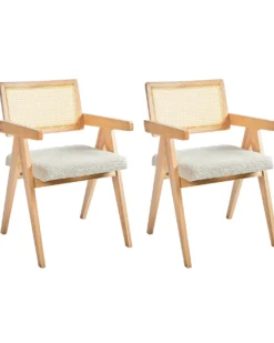 Sæt med 2 spisebordsstole AVA Træ Lysebrun/beige