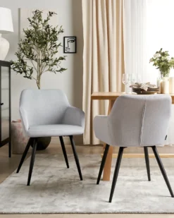 Sæt med 2 spisebordsstole CASMALIA Velour Lysegrå