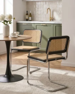 Sæt med 2 spisebordsstole CORDOVA Rattan Sort