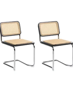 Sæt med 2 spisebordsstole CORDOVA Rattan Sort