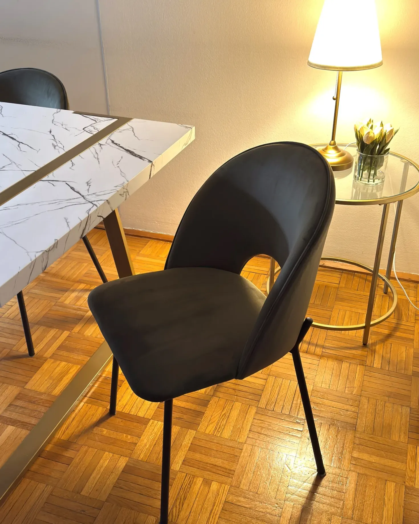 Sæt med 2 spisebordsstole COVELO Velour Mørkegrøn