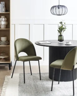 Sæt med 2 spisebordsstole COVELO Velour Mørkegrøn