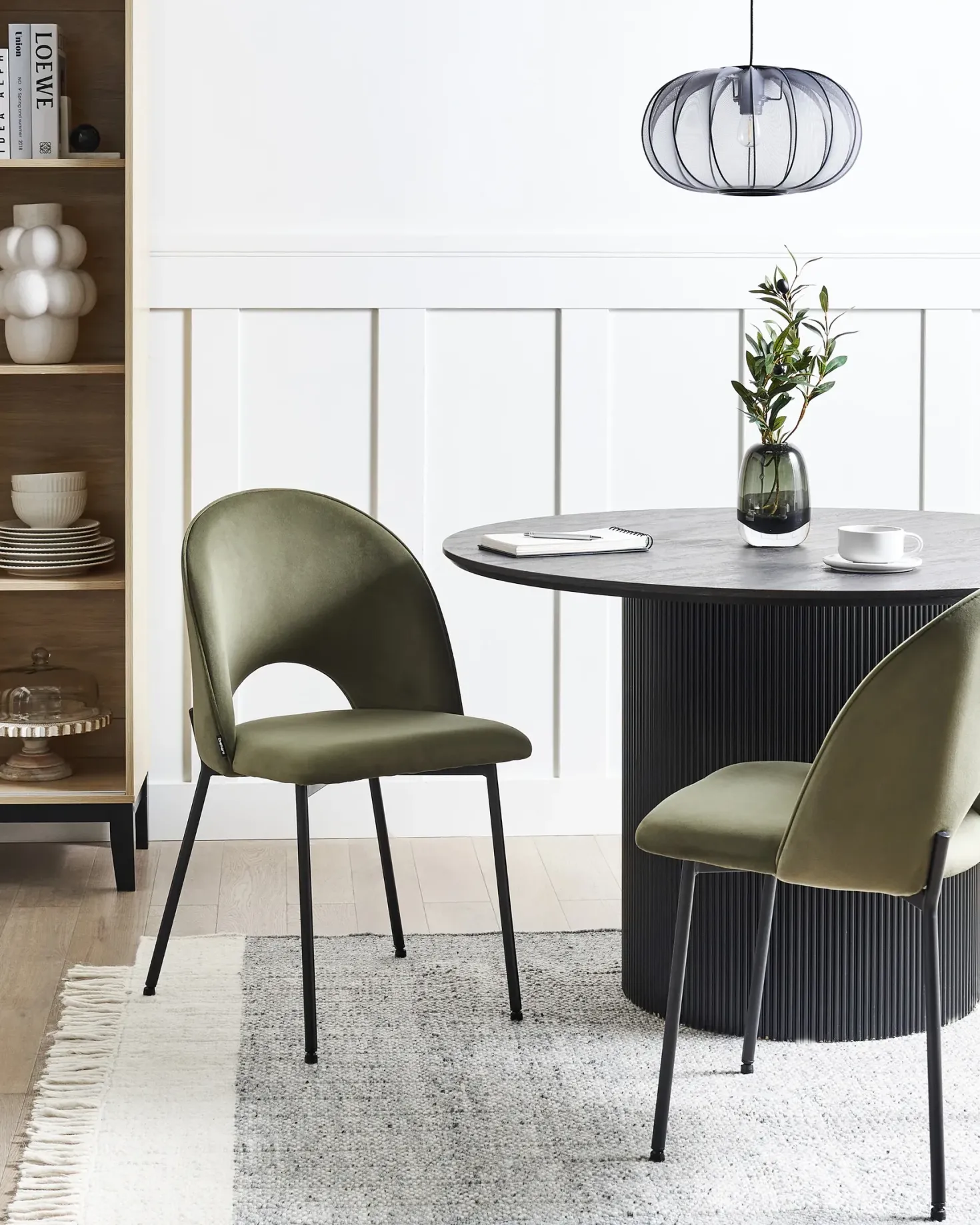 Sæt med 2 spisebordsstole COVELO Velour Mørkegrøn