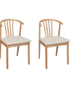 Sæt med 2 spisebordsstole CRAIG Træ Lysebrun/beige