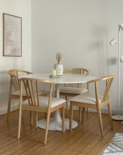 Sæt med 2 spisebordsstole CRAIG Træ Lysebrun/beige