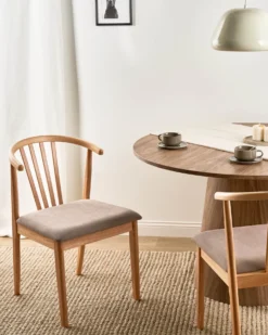 Sæt med 2 spisebordsstole CRAIG Træ Lysebrun/taupe