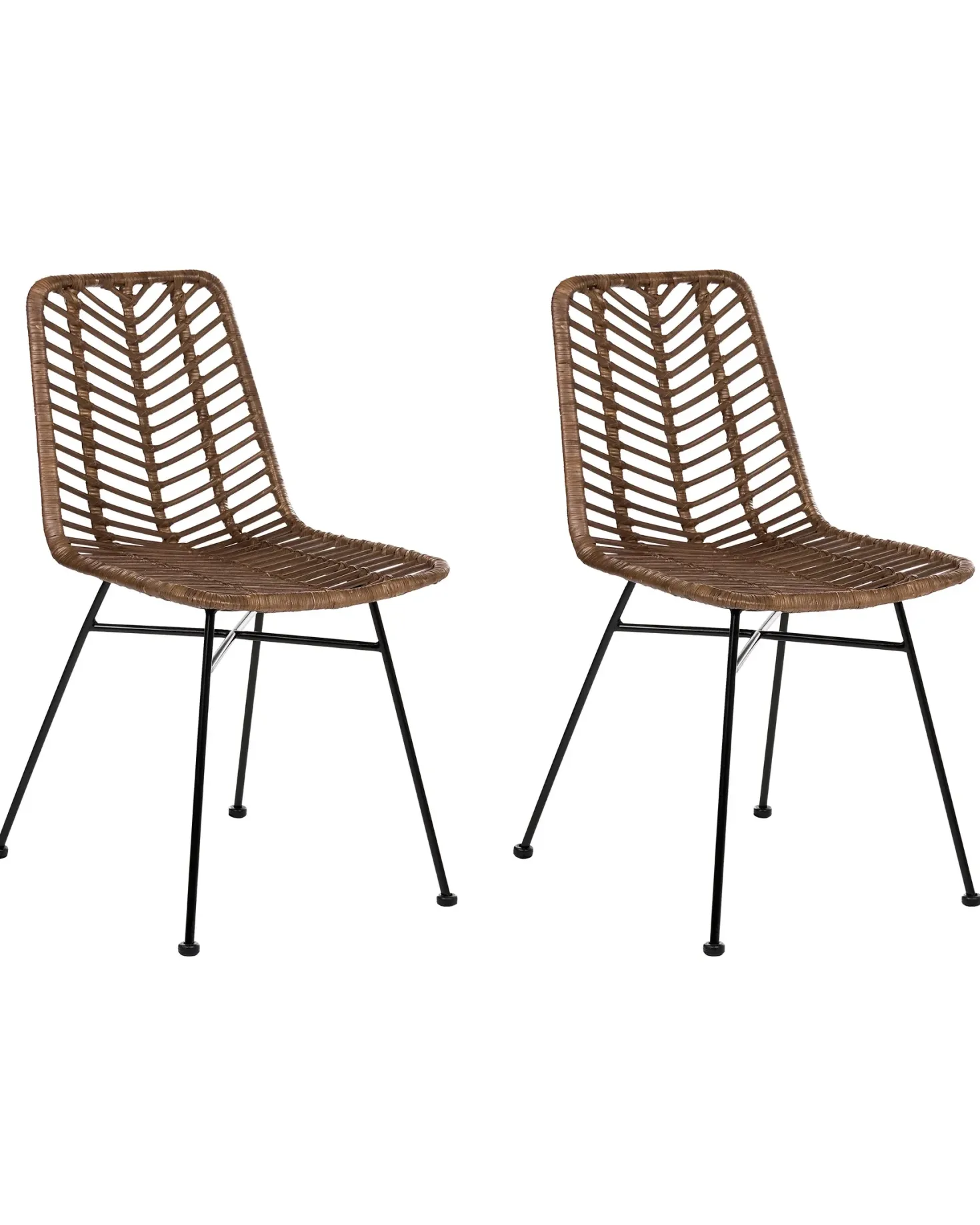 Sæt med 2 spisebordsstole DILLEY Rattan Brun