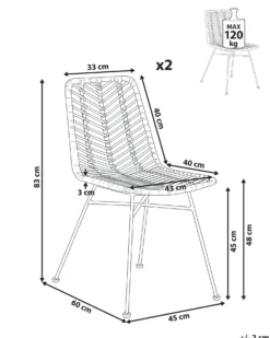 Sæt med 2 spisebordsstole DILLEY Rattan Brun