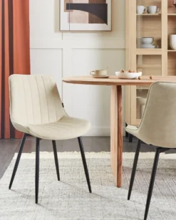 Sæt med 2 spisebordsstole DUBROVNIK Kunstlæder Lys Beige