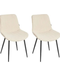 Sæt med 2 spisebordsstole DUBROVNIK Boucle Lys Beige