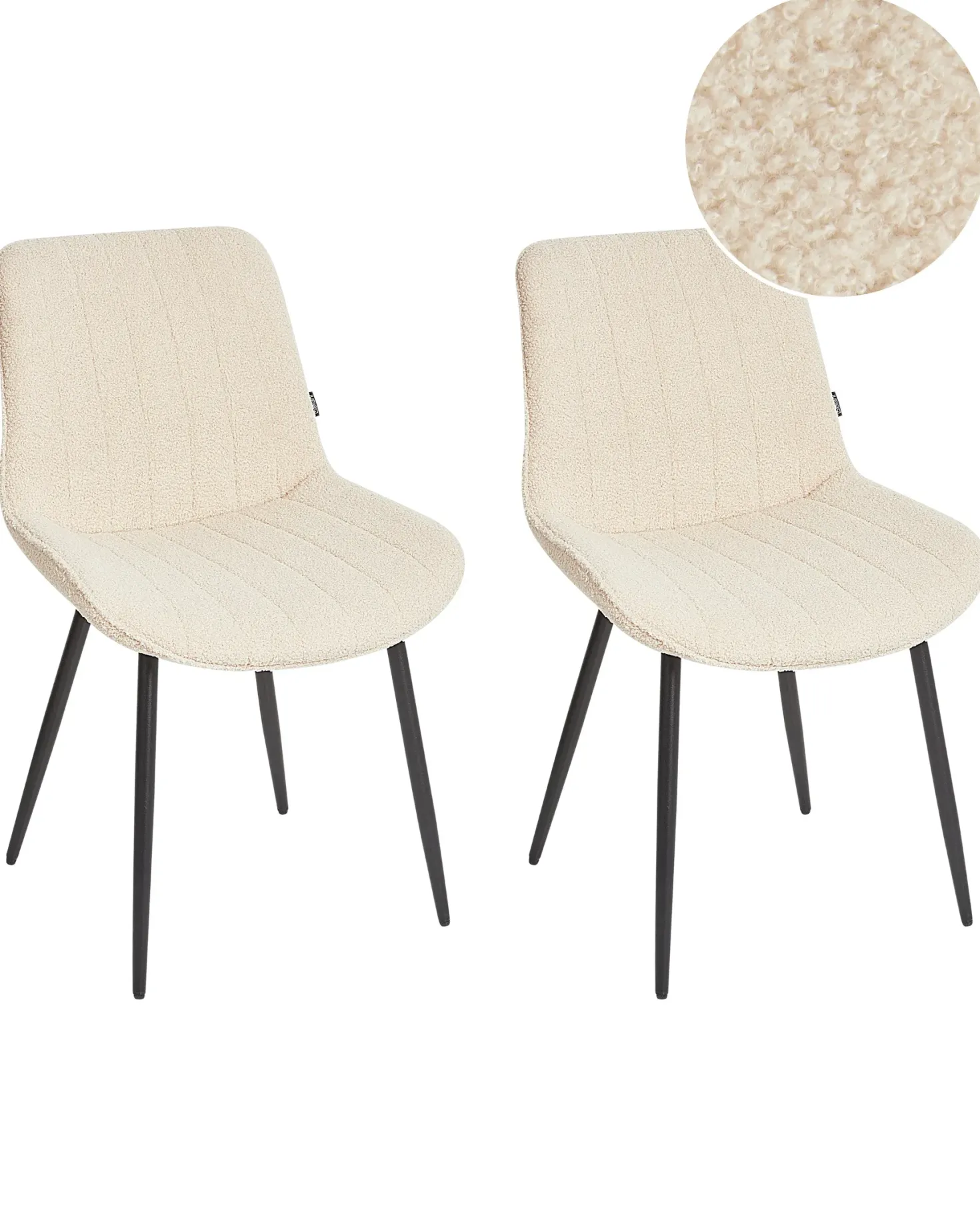 Sæt med 2 spisebordsstole DUBROVNIK Boucle Lys Beige