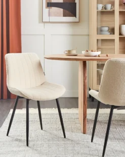 Sæt med 2 spisebordsstole DUBROVNIK Boucle Lys Beige