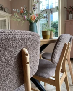 Sæt med 2 spisebordsstole ELAINE Boucle Lysebrun/taupe