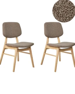 Sæt med 2 spisebordsstole ELAINE Boucle Lysebrun/taupe