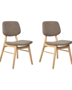 Sæt med 2 spisebordsstole ELAINE Boucle Lysebrun/taupe
