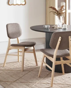 Sæt med 2 spisebordsstole ELAINE Boucle Lysebrun/taupe