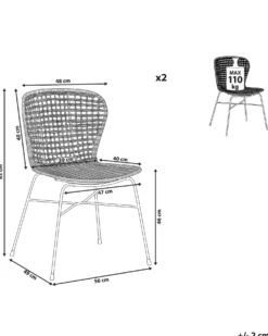 Sæt med 2 spisebordsstole ELFROS Rattan Naturlig