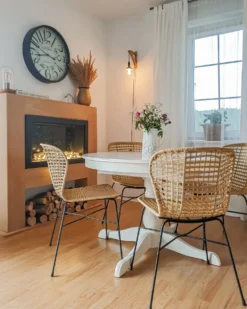 Sæt med 2 spisebordsstole ELFROS Rattan Naturlig