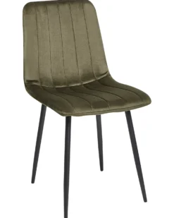 Sæt med 4 spisebordsstole KALISPELL Velour Olivengrøn