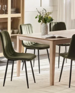 Sæt med 4 spisebordsstole KALISPELL Velour Olivengrøn