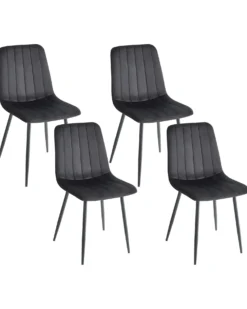 Sæt med 4 spisebordsstole KALISPELL Velour Sort