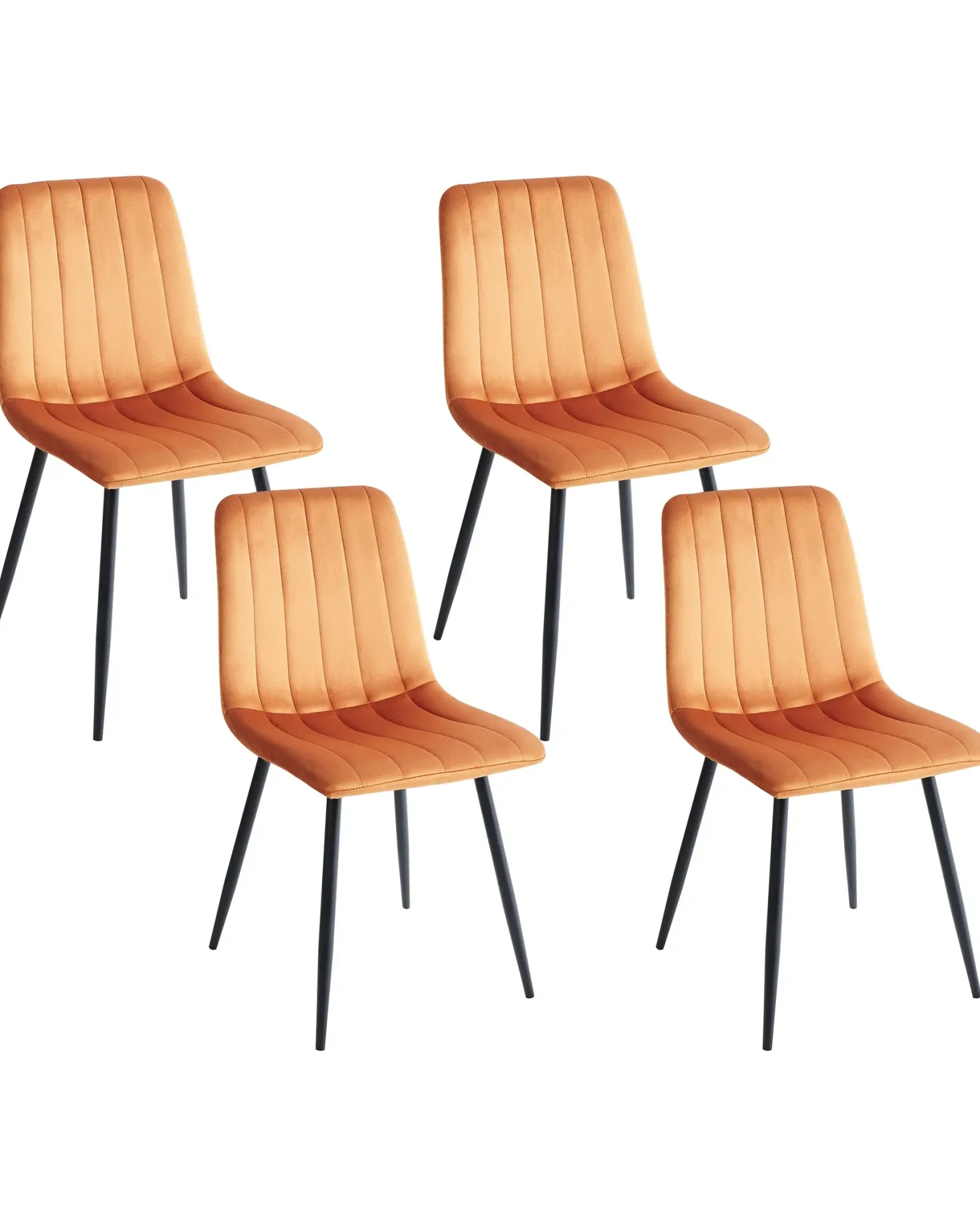 Sæt med 4 spisebordsstole KALISPELL Velour Orange