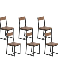 Sæt med 6 spisebordsstole LAREDO Brun/sort