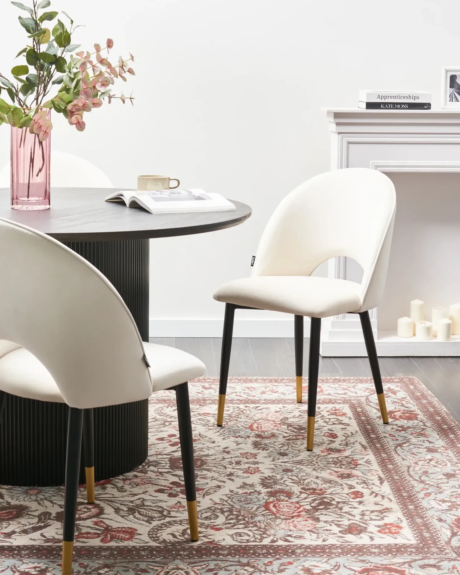 Sæt med 2 spisebordsstole MAGALIA Velour Lys Beige