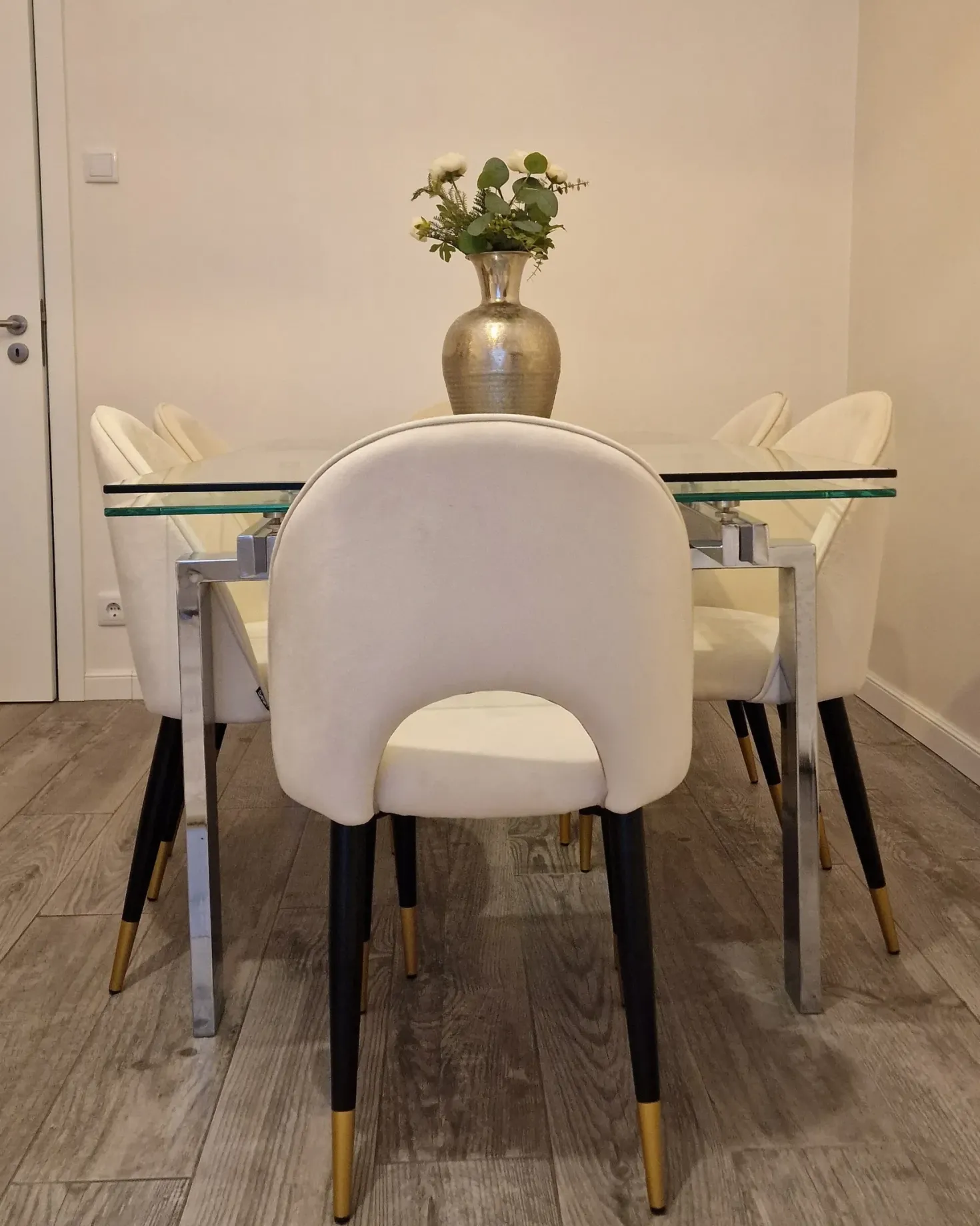 Sæt med 2 spisebordsstole MAGALIA Velour Lys Beige