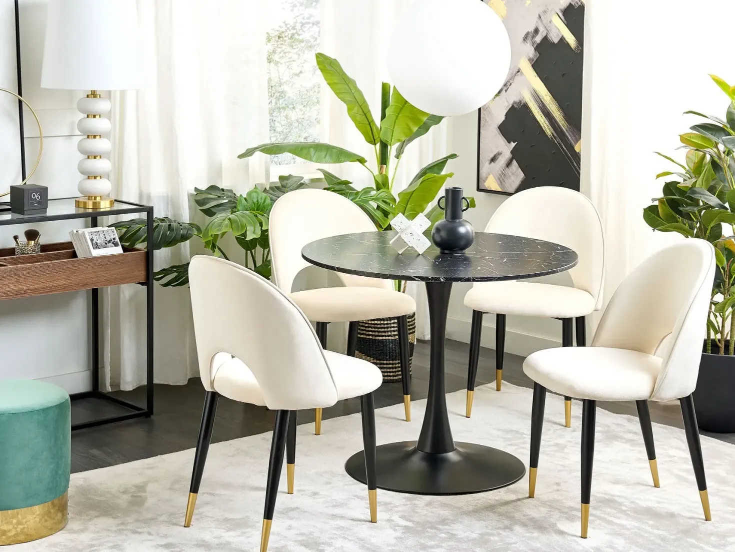 Sæt med 2 spisebordsstole MAGALIA Velour Lys Beige