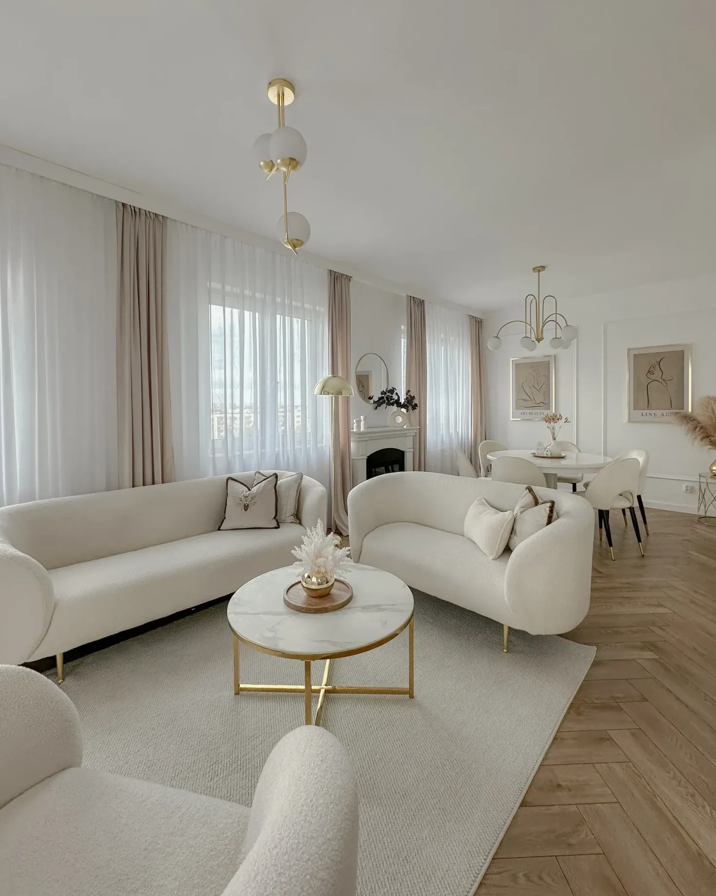 Sæt med 2 spisebordsstole MAGALIA Velour Lys Beige