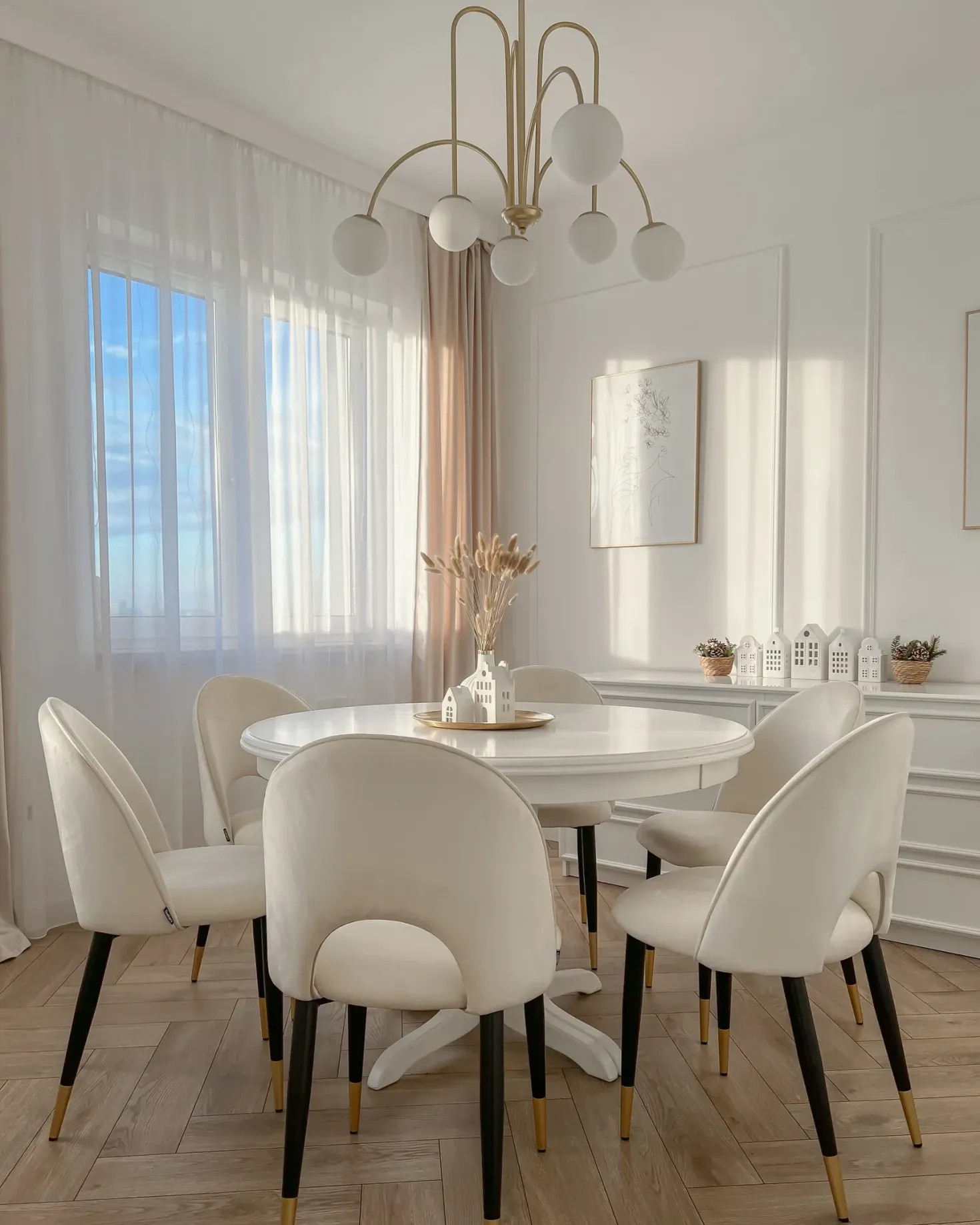 Sæt med 2 spisebordsstole MAGALIA Velour Lys Beige